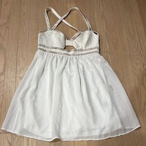 Akira Chicago Black Label White Strappy Cutout Beaded Mini Dress Medium